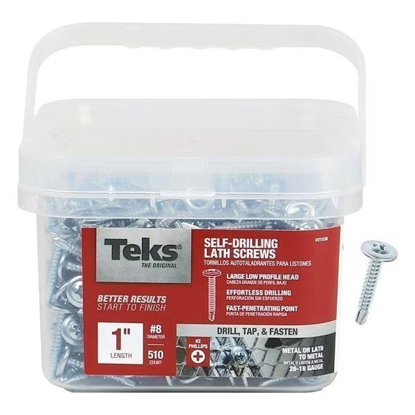 Self-Drilling Screw, #8 x 1 in, Zinc Plated Steel Truss Head Phillips Drive, Teks, Mfr#: 21530